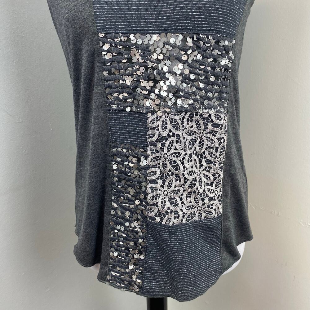 Anthropologie Tiny Patchwork Sequin Lace Racerbac… - image 3